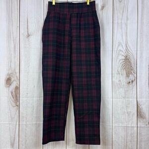Zenana Pull-On Dress Pants Cropped Stretch Trousers Legging Comfort Plaid Sz S